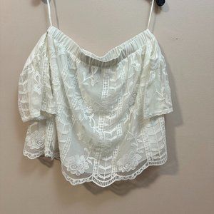 NWT Francescas Off-the-shoulder White lace top Size M